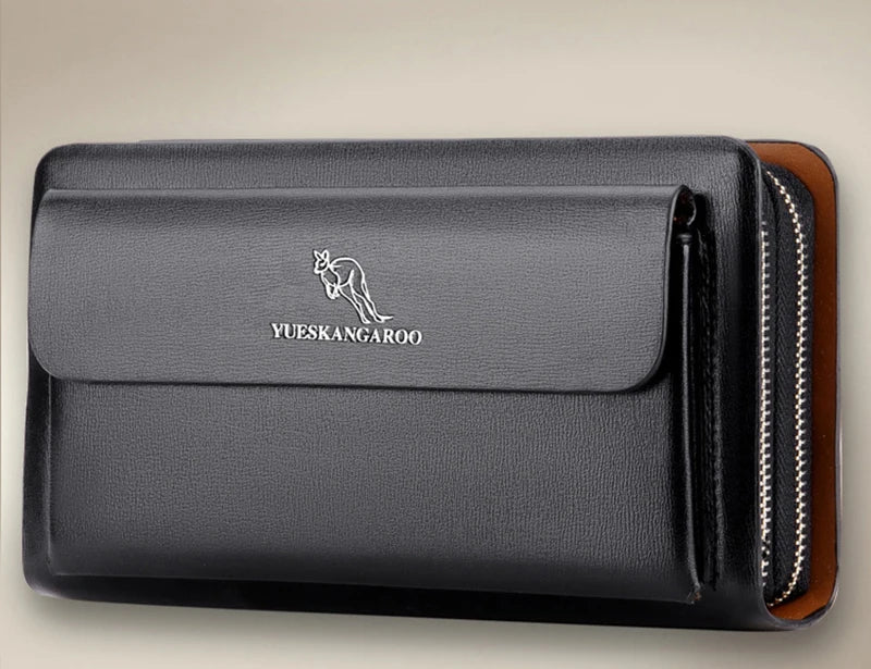 Men'S Clutch Bag PU Leather Zipper Wallet Passcard Fashion Luxury Handbag Square Holder Phone Pouch Hand Porter Bag Clutch Male