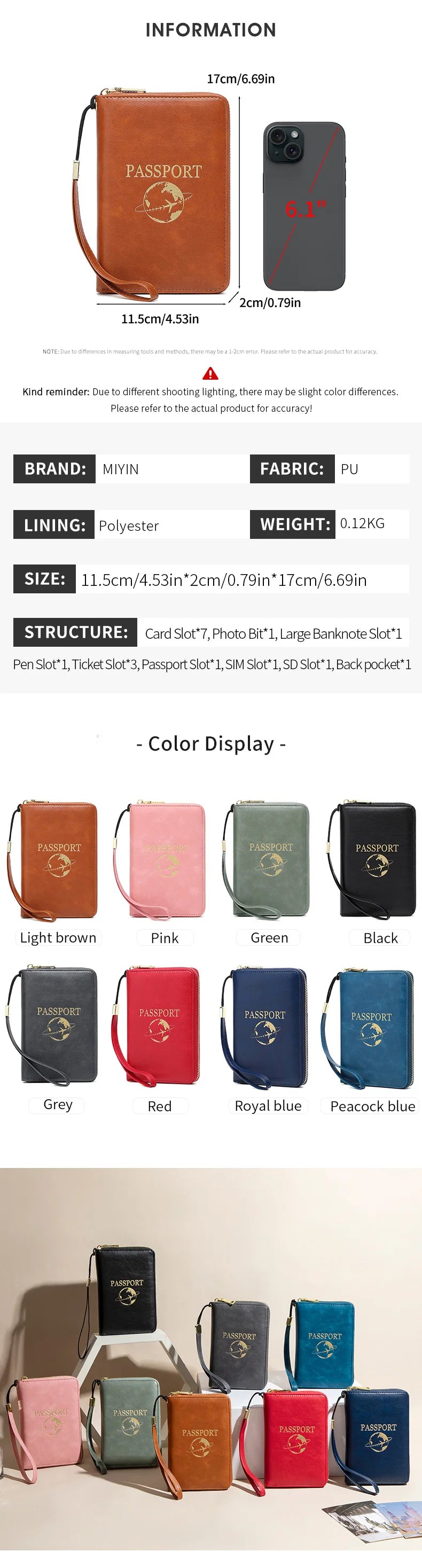 New Retro Passport Bag Fashion RFID Multifunctional PU Leather Passport Wallet Storage Bag Travel Accessories ID Bag Card Holder
