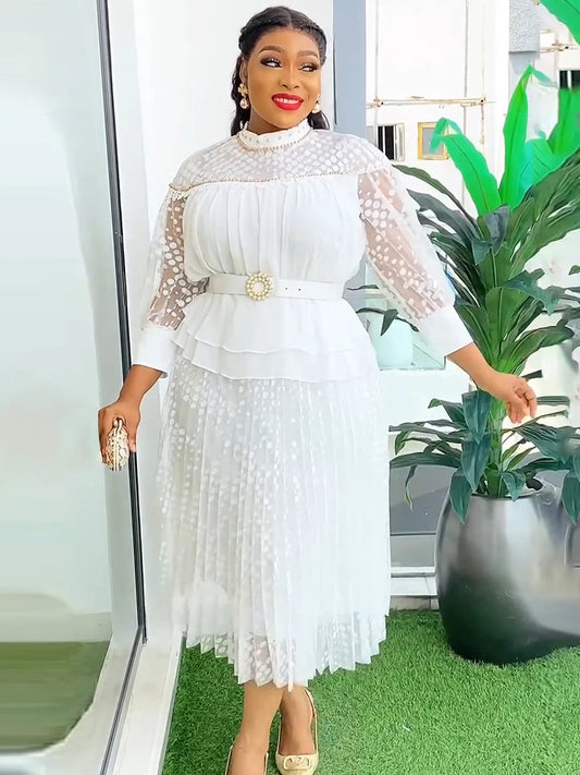 Summer Dresses For Women  Wedding Party Prom Evening Gown Dashiki Pleated Maxi Robe Office Ladies Clothing