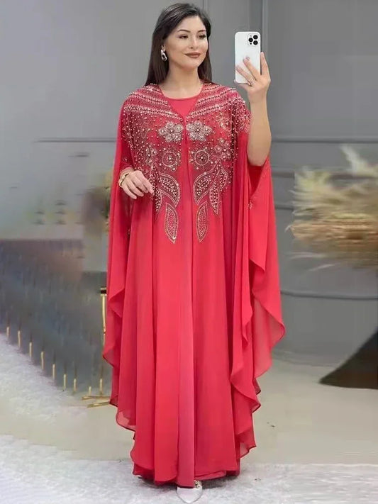 Abayas For Women Dubai Luxury Chiffon Boubou Muslim Fashion Dress Caftan Wedding Party Occasions Djellaba Femme