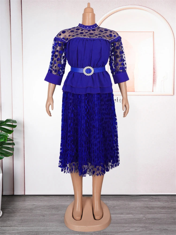 Summer Dresses For Women  Wedding Party Prom Evening Gown Dashiki Pleated Maxi Robe Office Ladies Clothing