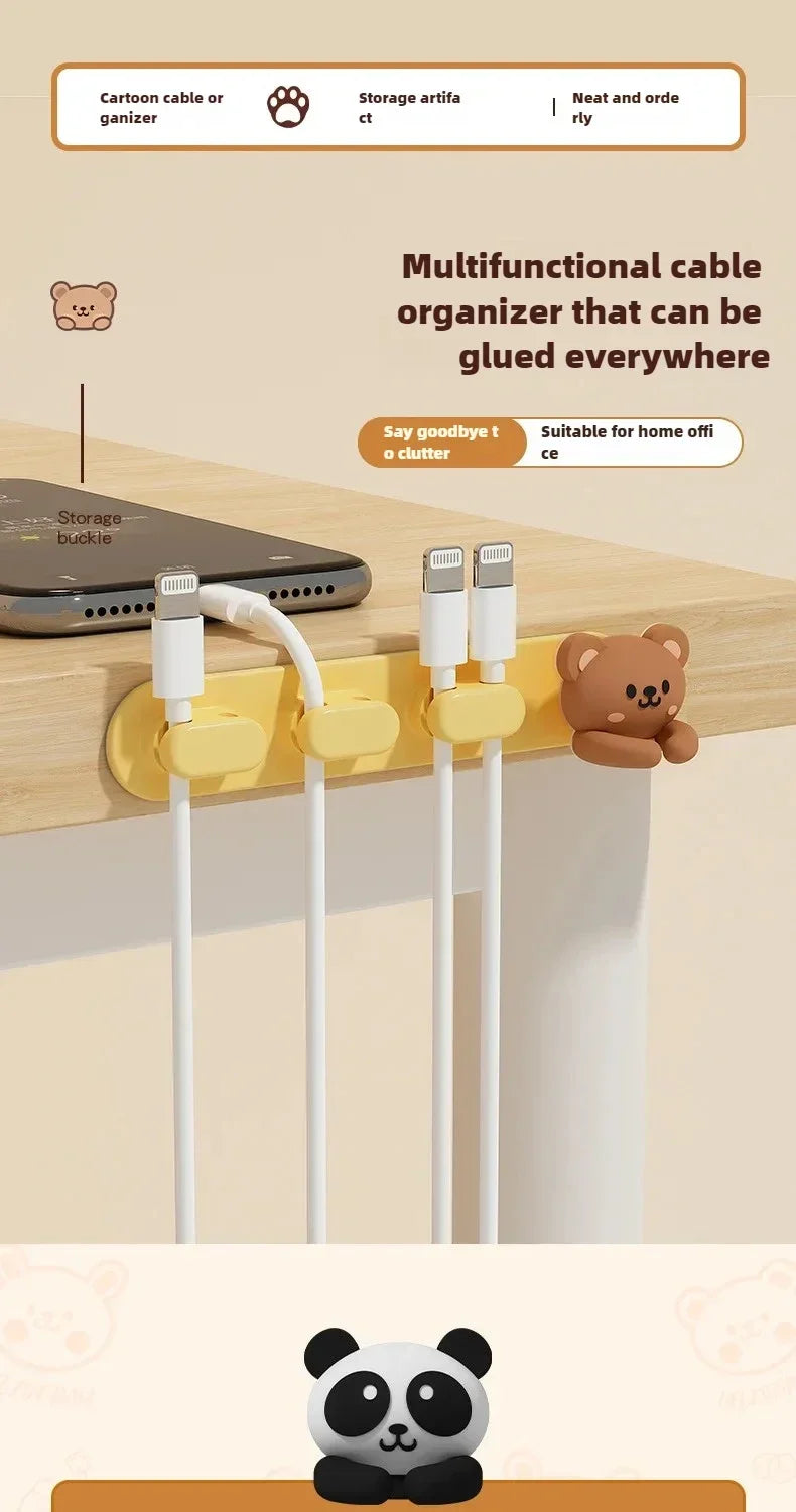 Desktop Cute Cable Organizers Holder Clip Desk Tidy Organiser SelfAdhesive Wall Mounted Cable Management Office Wire Cord Holder office supplement