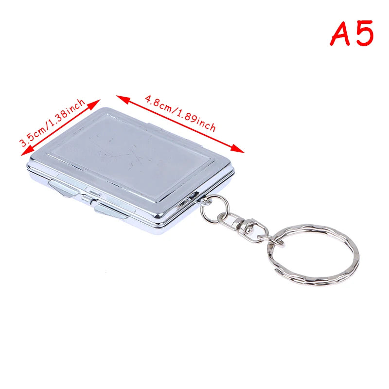 Metal Folding Keychain Makeup Mini Mirror Round Heart Oval Square Shape Double Sided Cosmetic Mirror