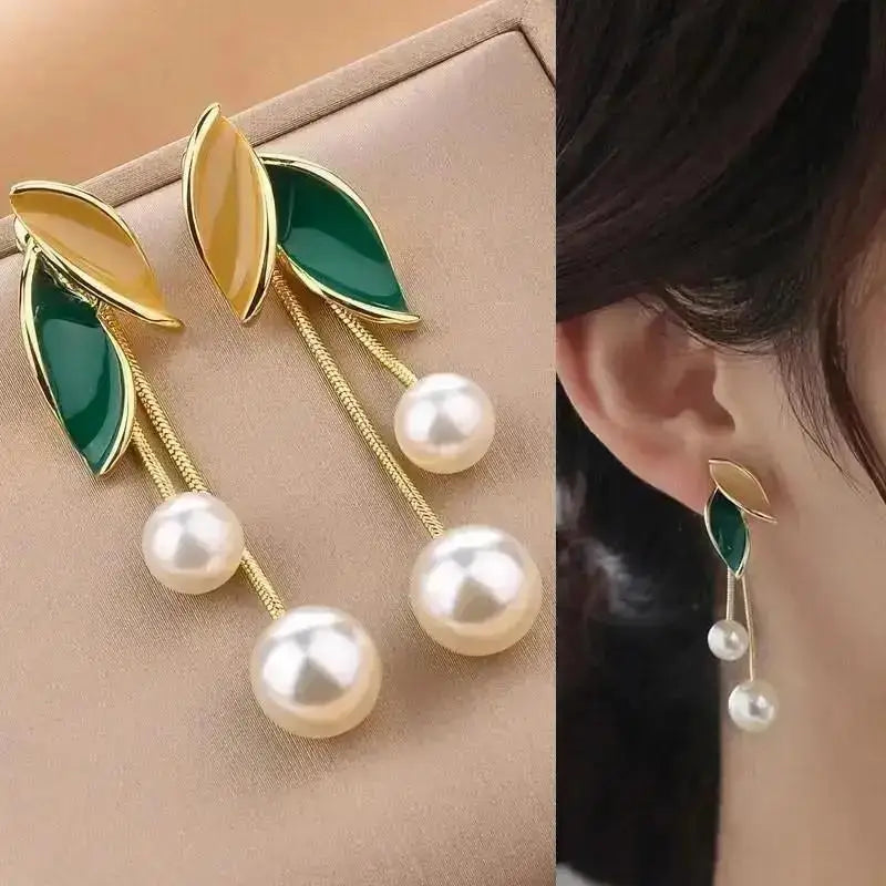925 Silver Needle Korean Fashion Pearl Tassel Earrings For Women Jewelry Trending New Luxury Women's Zircon Pearl Earrings