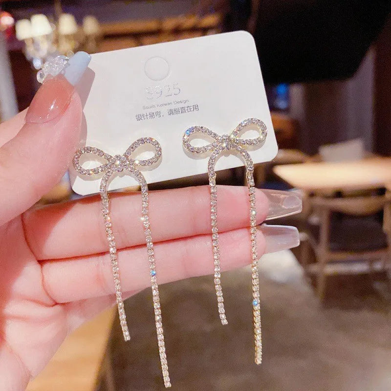 925 Silver Needle Korean Fashion Pearl Tassel Earrings For Women Jewelry Trending New Luxury Women's Zircon Pearl Earrings