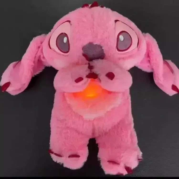 Stitch Plush Doll with Breathing Light & Music - Pink Angel Calming Sleep Aid Toy, Cute Gift for Baby Kids Christmas Birthday