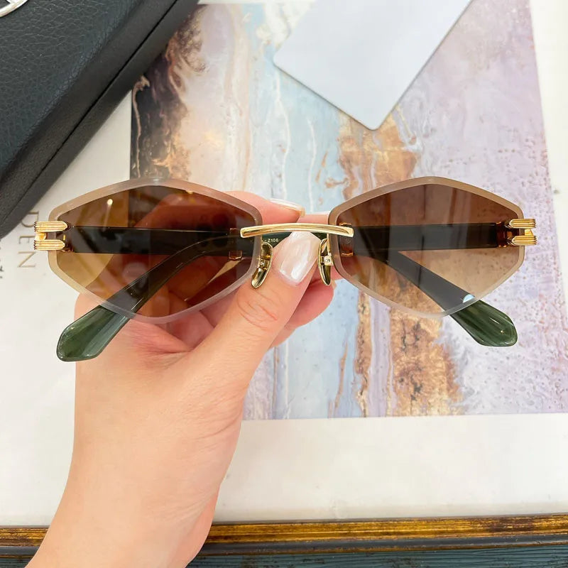 Special Designer Rimless Women's Sunglasses Polygon Luxury Alloy High Quality Brand Men Fashion New Arrival Classical UV400 Z106