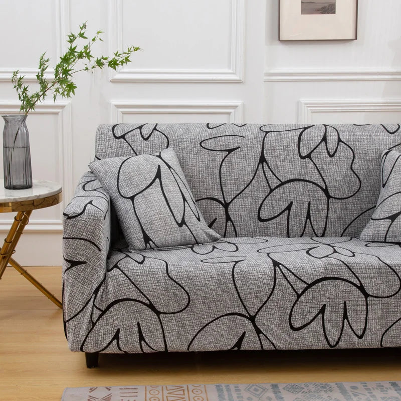 1pc Flower Printed Elastic Sofa Cover Antidirty Spandex Sofa Cover Furniture Protector for Bedroom Office Living Room Home Decor