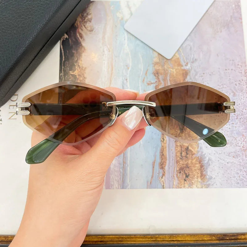 Special Designer Rimless Women's Sunglasses Polygon Luxury Alloy High Quality Brand Men Fashion New Arrival Classical UV400 Z106