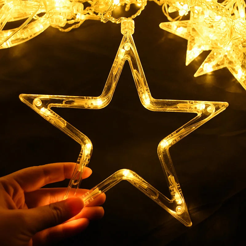 Moon Star Led Curtain Garland String Light EID Mubarak Ramadan Decorations for Home Islam Muslim Event Party Supplies Gifts
