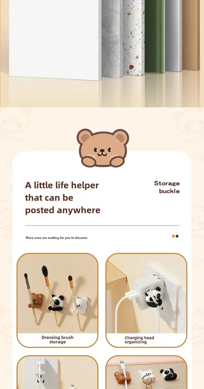 Desktop Cute Cable Organizers Holder Clip Desk Tidy Organiser SelfAdhesive Wall Mounted Cable Management Office Wire Cord Holder office supplement