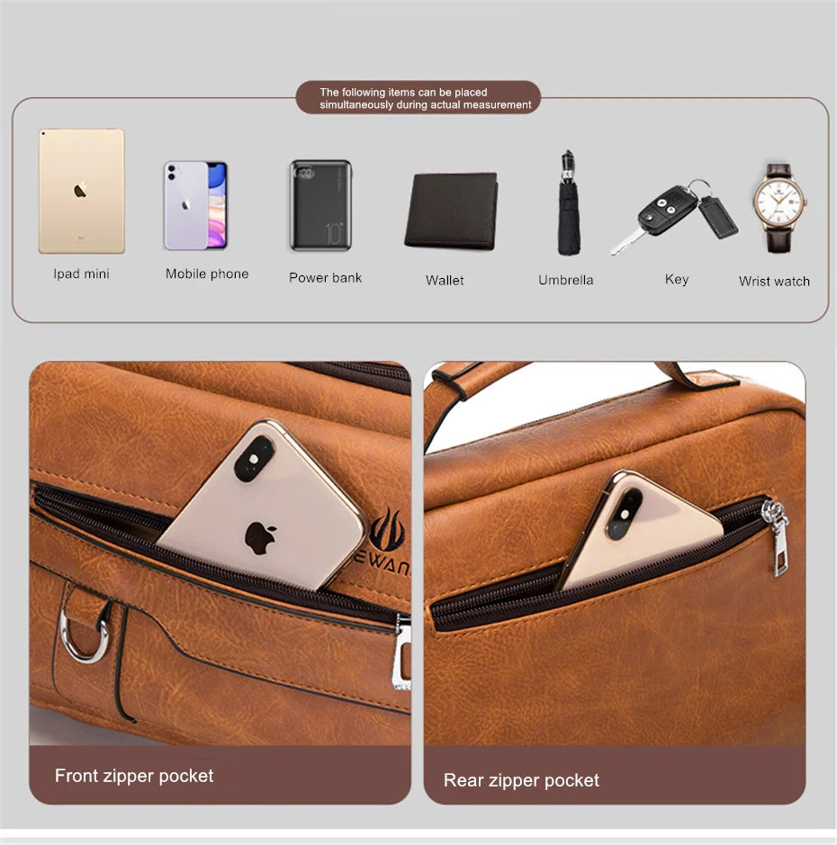 JEEP BULUO Brand Men's Crossbody Shoulder High Quality Tote Fashion Business Man Messenger Big Size PU Leather Bags