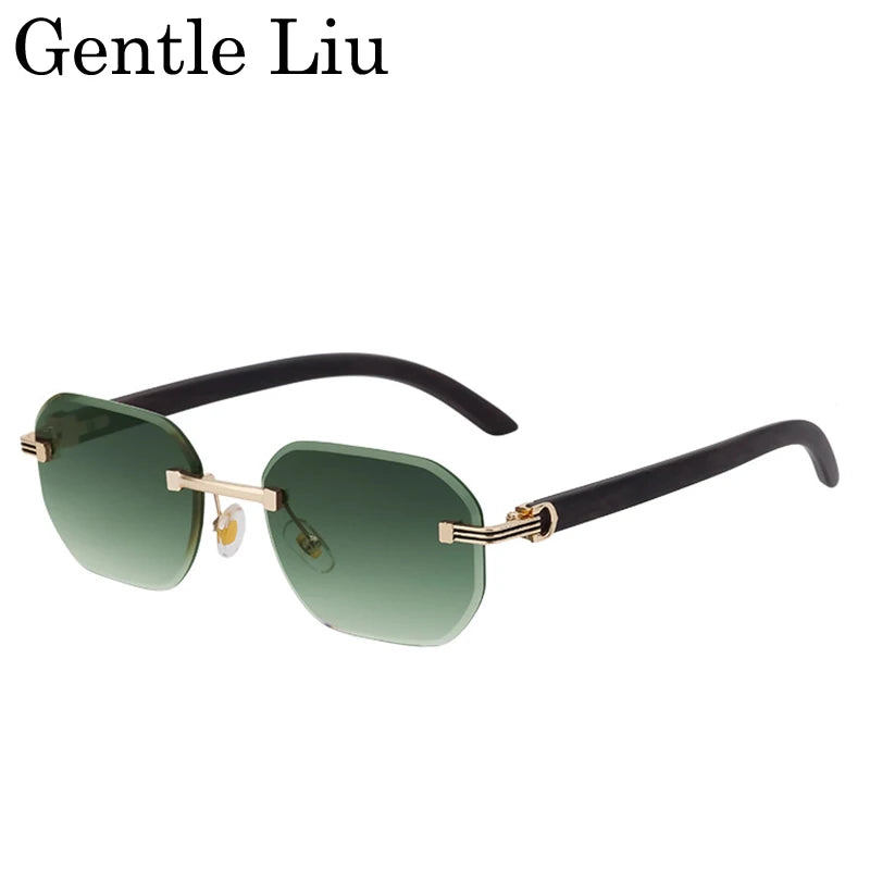 Vintage Square Rimless Sunglasses Men Luxury Brand Trendy Frameless Punk UV400 Eyewear Anti Blue Light Prescription Glasses