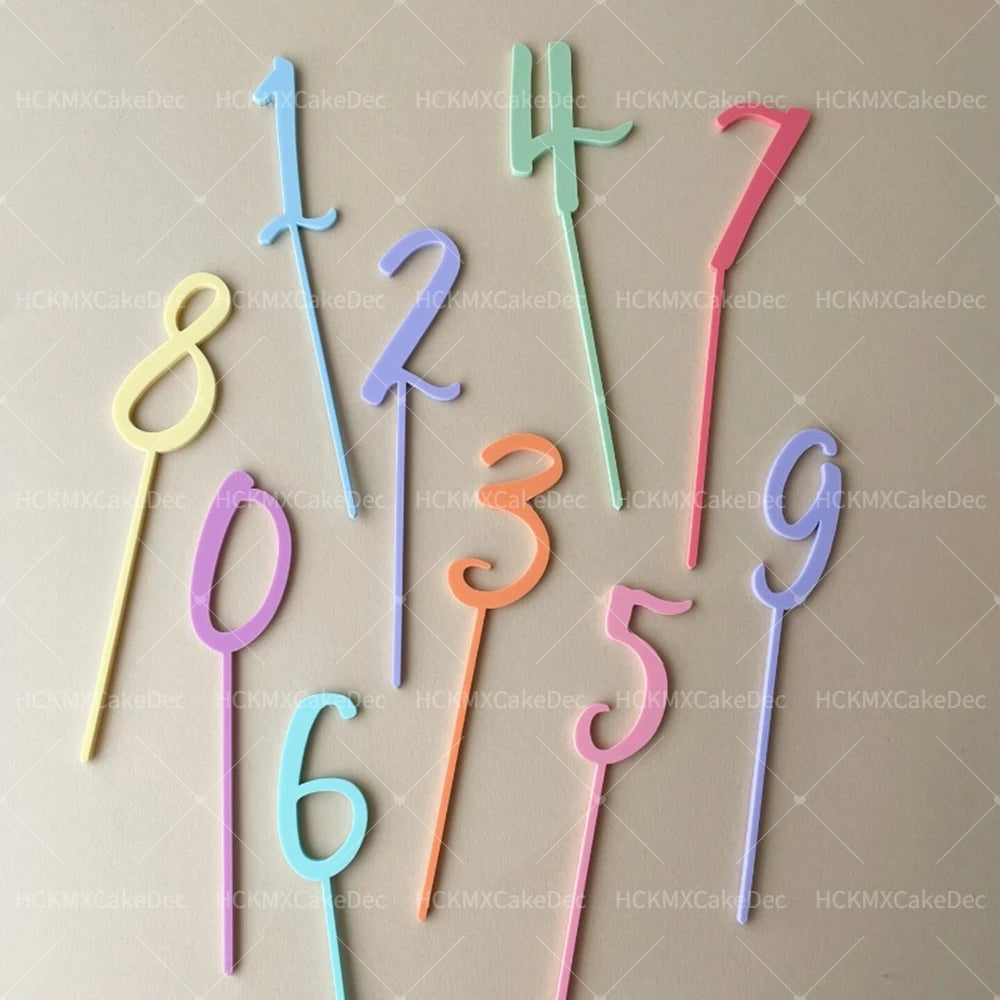 1pc Acrylic Creative Number 0-9 Cake Topper Plugin for Birthday Anniversary Party Cake Dessert Baking DIY Decoration