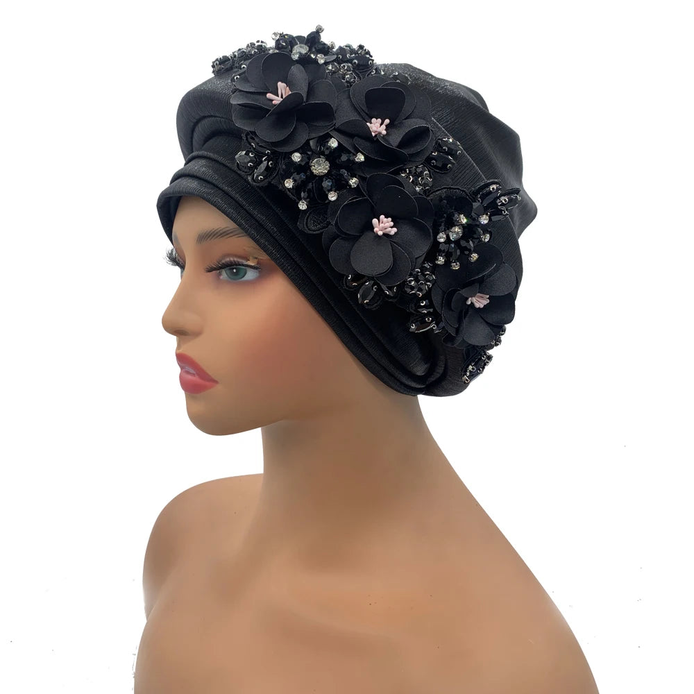 Exquisite Bouquet African Women's Turban Cap Ready to Wear Nigeria Auto Gele Headtie Female Fashion Head Wraps Turbante Mujer