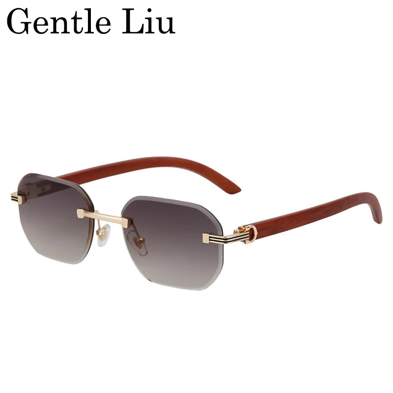 Vintage Square Rimless Sunglasses Men Luxury Brand Trendy Frameless Punk UV400 Eyewear Anti Blue Light Prescription Glasses