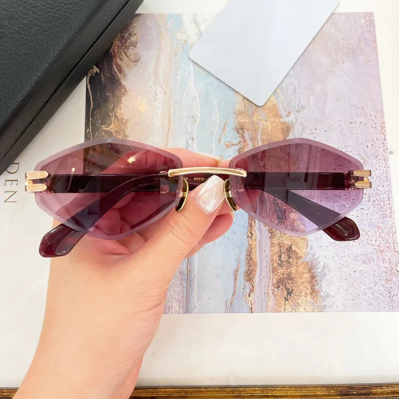 Special Designer Rimless Women's Sunglasses Polygon Luxury Alloy High Quality Brand Men Fashion New Arrival Classical UV400 Z106