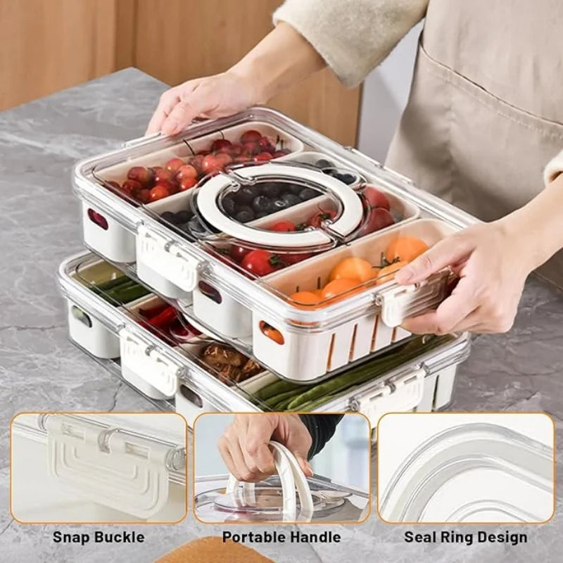 Refrigerator Storage Box Fridge Organizer Fresh Vegetable Fruit Boxes Drain Basket Food Storage Containers Kitchen Organizer