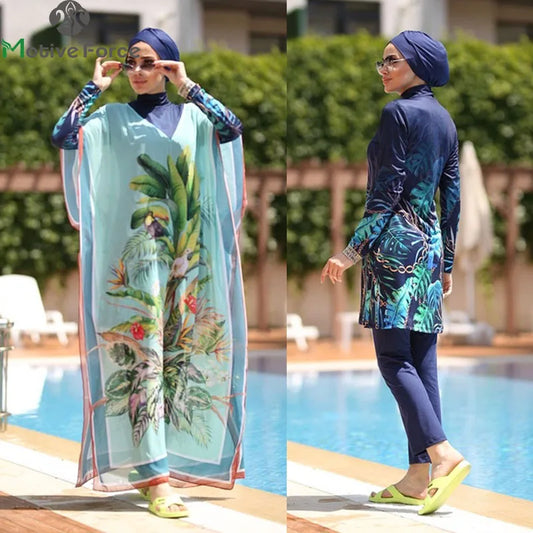 Burkini Cover Ups For Women Muslim Swimwear Modest Plus Size Swimsuit Swimming Suit  Islamic Fashion Long Sleeve Bathing Abaya