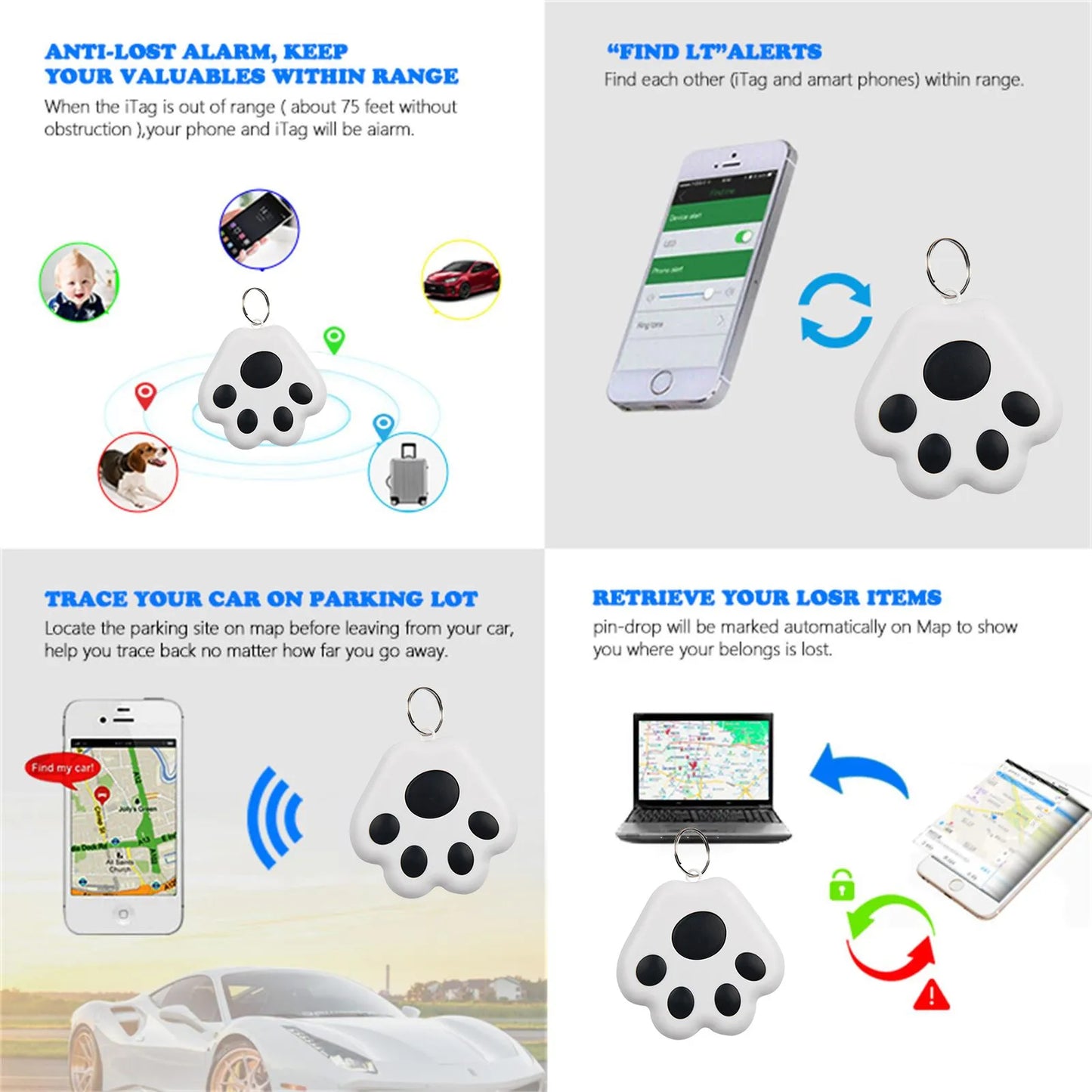 Mini GPS Tracker Bluetooth Anti-Lost Device Pet Kids Bag Wallet Tracking for IOS/ Android Smart Finder Locator Accessories unique shape