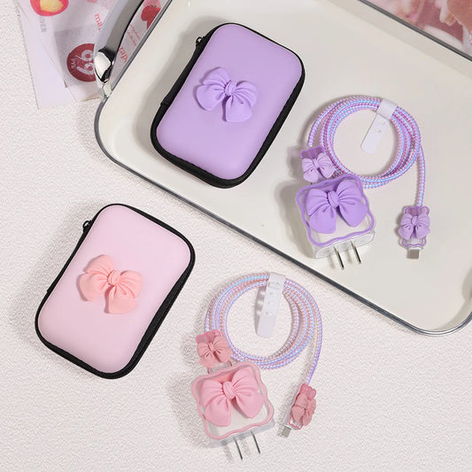 Cute Ins Cable Protector For iPhone iPad 18W/20W Charger Protective Case With Storage Bag Cable Management Wire Cord Unique Organizer