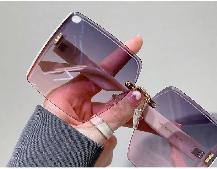 Vintage Square Sunglasses Woman Classic Retro Gradient Mirror Frameless Sun Glasses Female Fashion Rimless Oculos De Sol