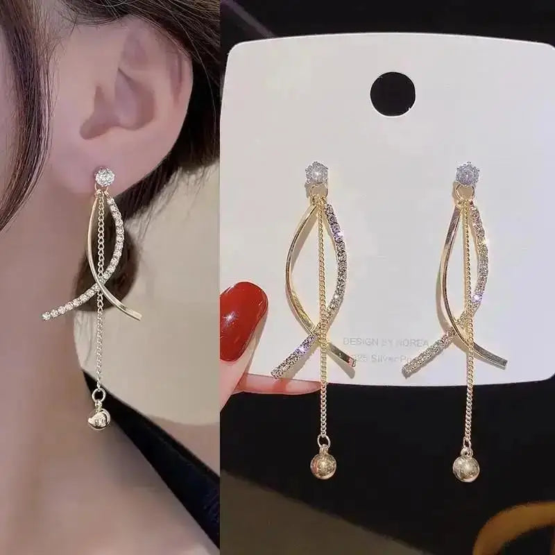 925 Silver Needle Korean Fashion Pearl Tassel Earrings For Women Jewelry Trending New Luxury Women's Zircon Pearl Earrings