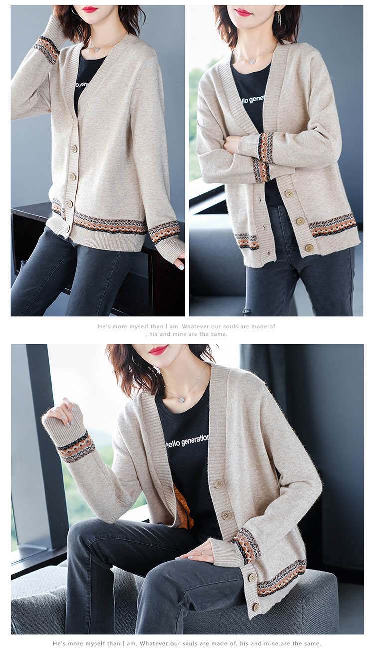 WTEMPO Spring Autumn Solid Color Women's Knitted Cardigan Long Sleeve Korean Loose V-Neck Button Sweaters Coat Female Clothing