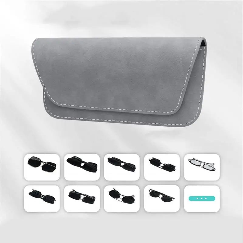 Car Sunglasses Box Magnetic Glasses Storage Holder Car Sun Visor Organizer Leather Sunshade Storage Bag Car Accessories