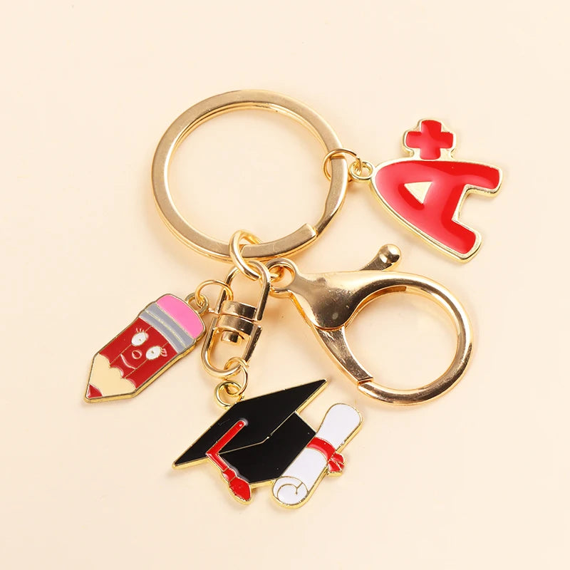 Cute Enamel Finger Heart Pendants Key Chain Fashion Love Keyrings For Women Men Handbags Car Key Decor Jewelry Party Friend Gift