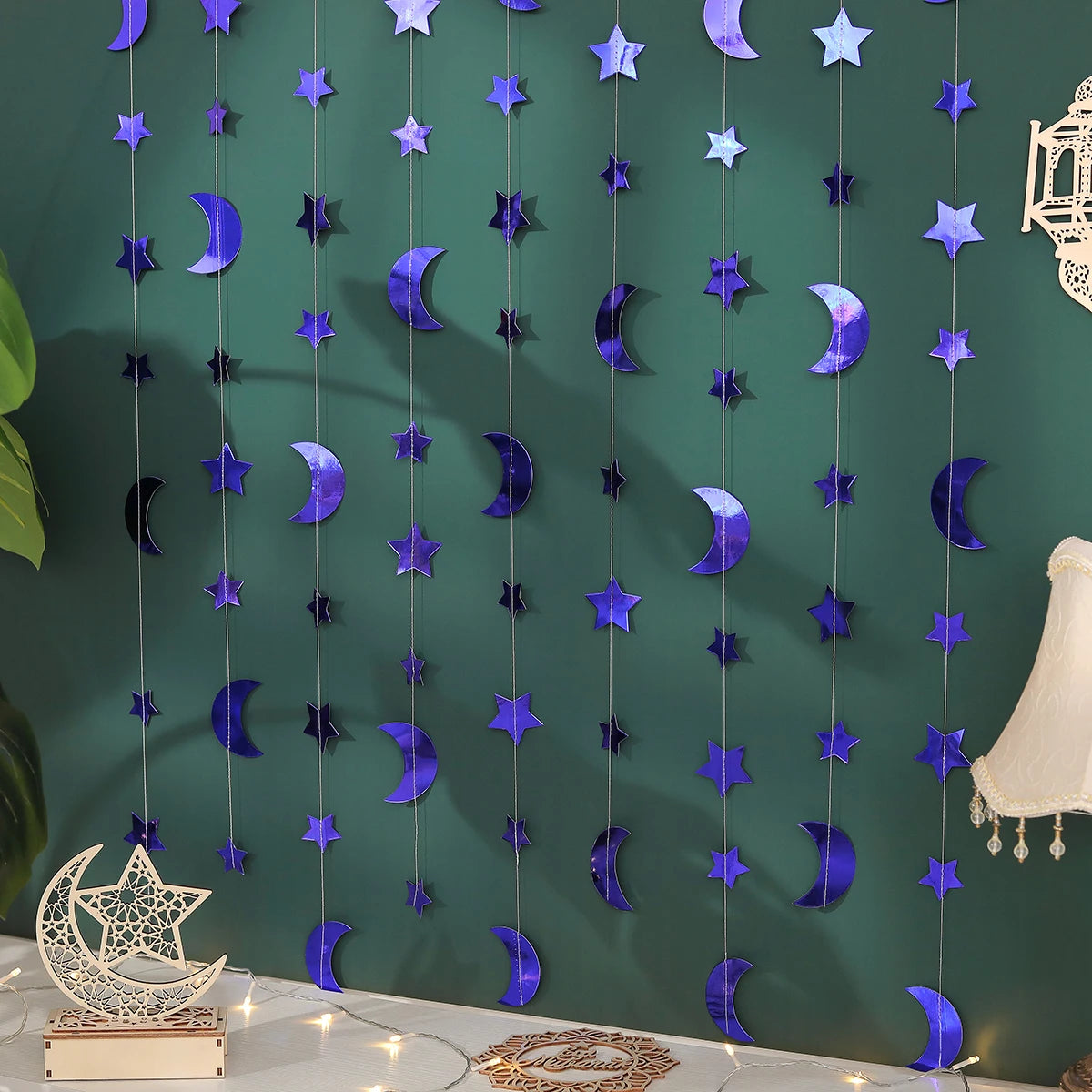 4-meter Ramadan star moon flower pendant flag party decoration scene wall layout 1 set 1 piece.