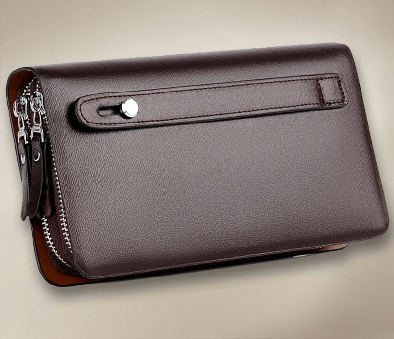 Men'S Clutch Bag PU Leather Zipper Wallet Passcard Fashion Luxury Handbag Square Holder Phone Pouch Hand Porter Bag Clutch Male