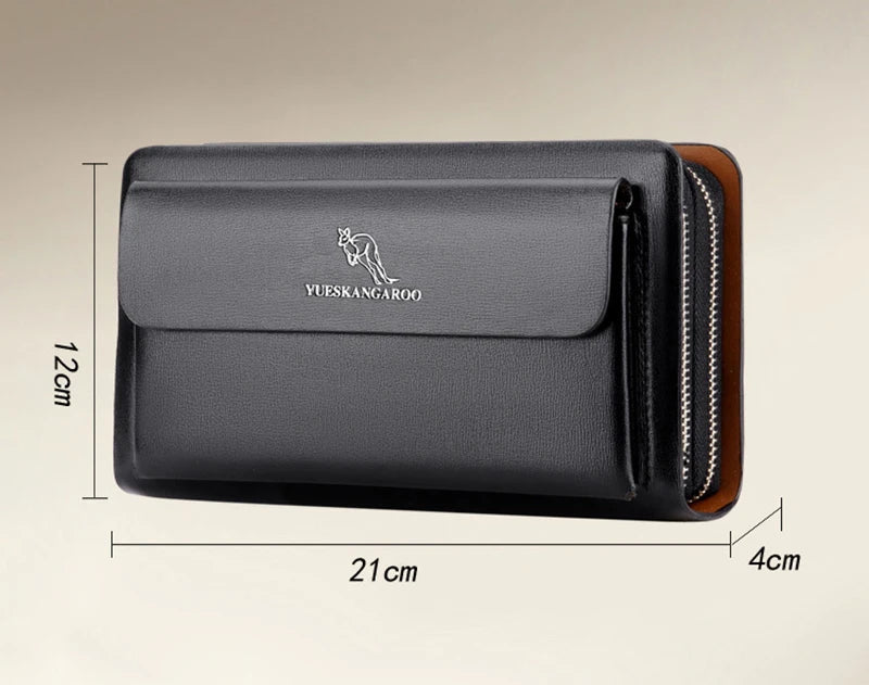 Men'S Clutch Bag PU Leather Zipper Wallet Passcard Fashion Luxury Handbag Square Holder Phone Pouch Hand Porter Bag Clutch Male