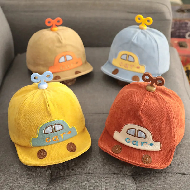 Spring Autumn Thick Cotton Children Duck Tongue Hat Cute Cartoon Car Baby Peaked Caps Boys Girls Fashion Baseball Hat Kids Visor
