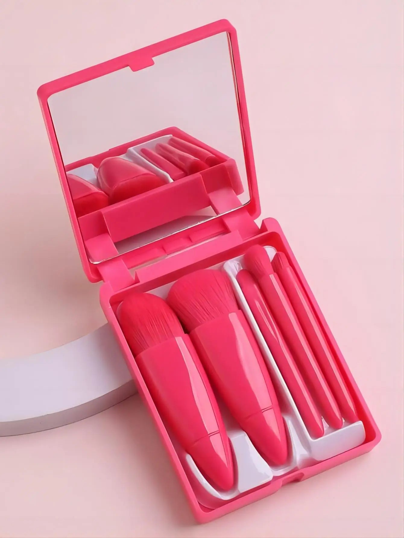 5pcs Travel Size Makeup Brushes tool Set Mini Makeup Brushes, Small Complete Function Cosmetic Brushes Kit With Case And Mirror Perfe
