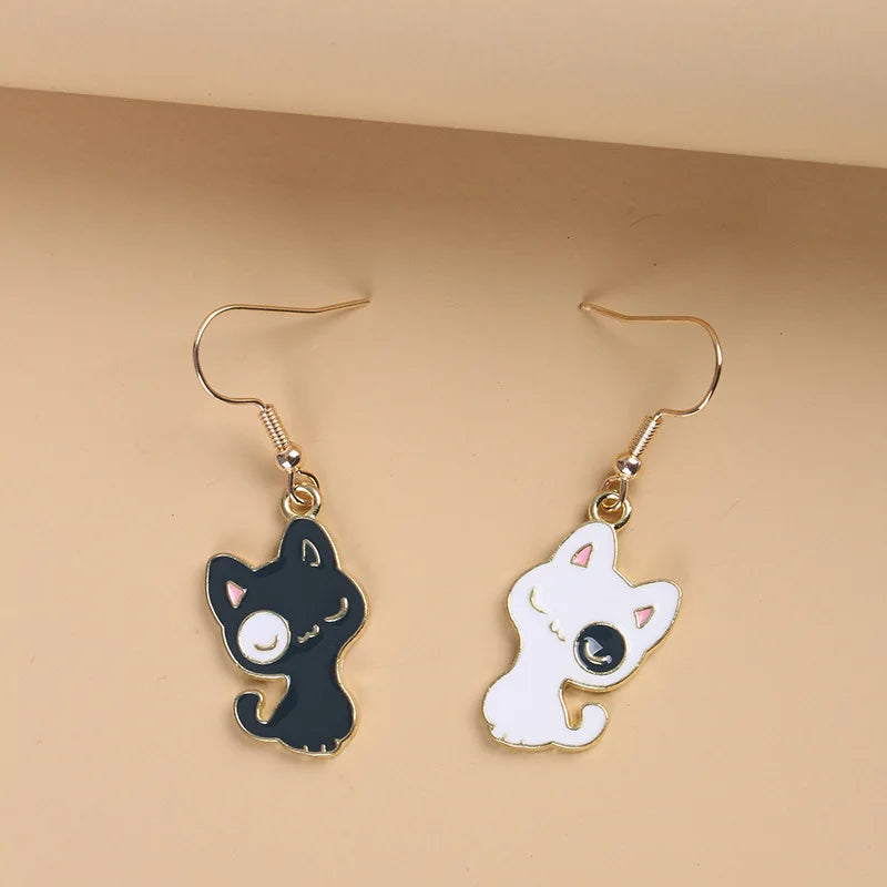 New Romantic Cute Cat For Women Fashionable Design Unique Funny Simple Silver Needle Earrings Jewelry Party Gift