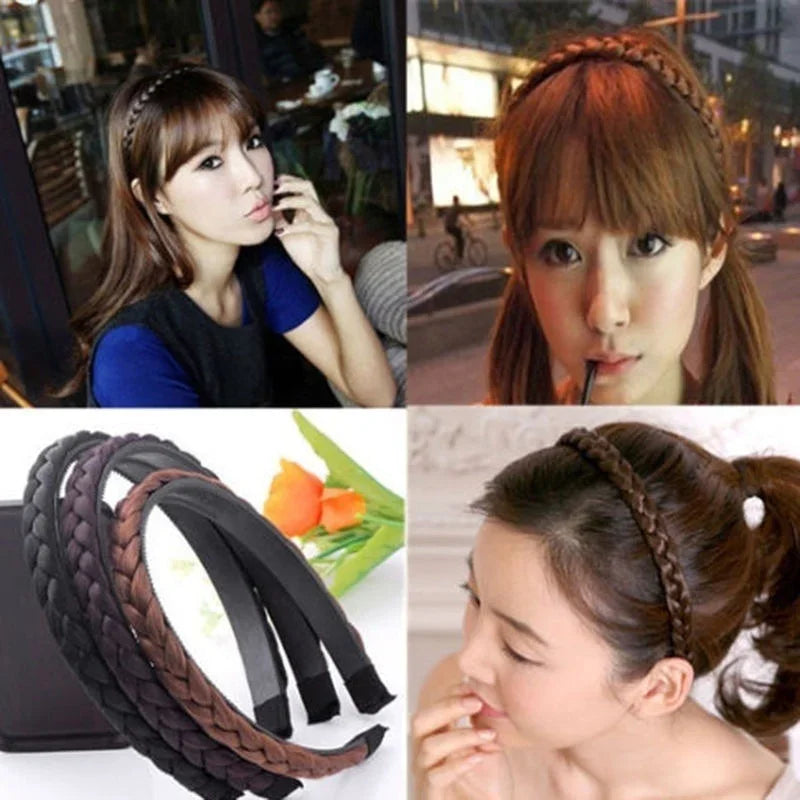 New Women Vintage Wig Headbands Braids Girls Style Hair Band Head Band Wig Hair Accessories Turbans for Women  head band