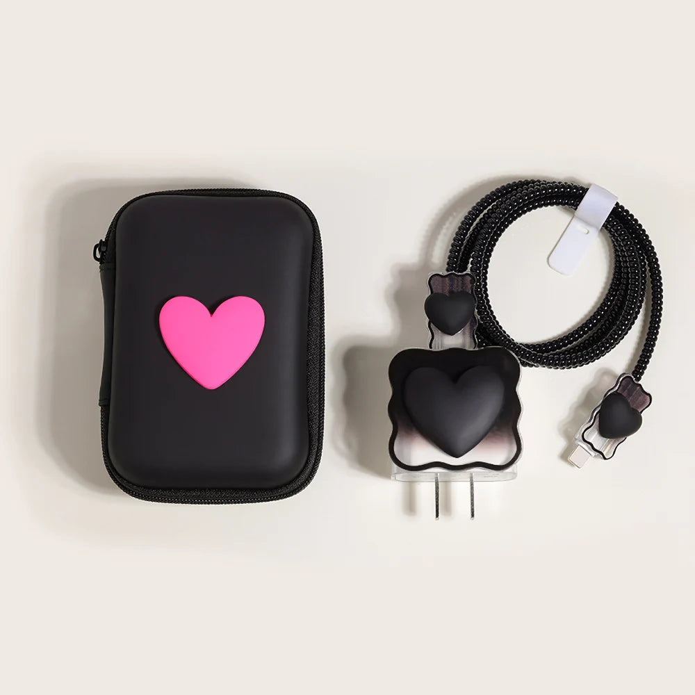 Cute Ins Cable Protector For iPhone iPad 18W/20W Charger Protective Case With Storage Bag Cable Management Wire Cord Unique Organizer