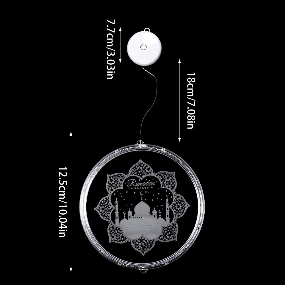 12.5cm Diameter Ramadan LED Hanging Lights Ramadan Mubarak Window Decoration Lights Eid Mubarak Home Party Party Supplies