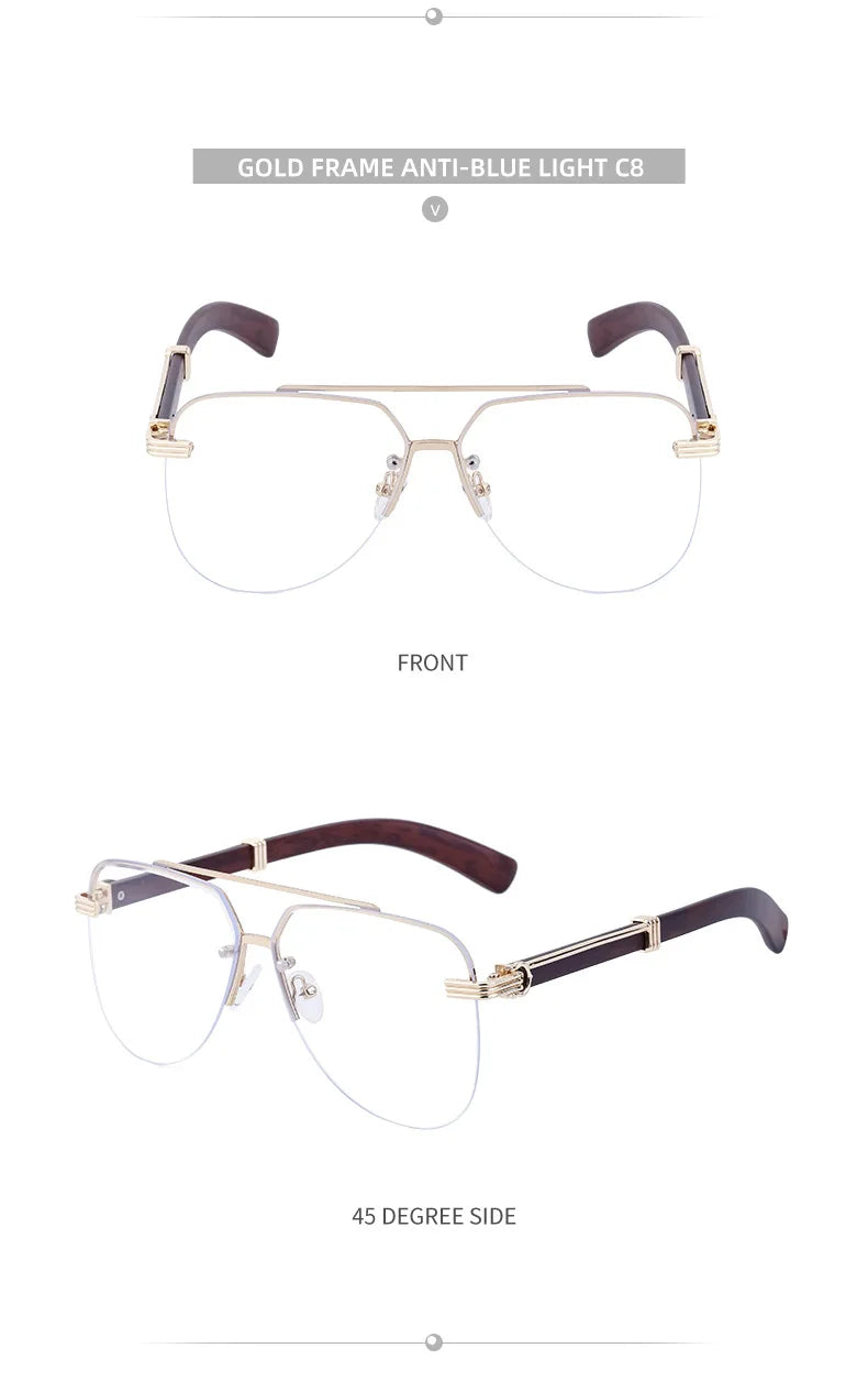 Vintage Square Rimless Sunglasses Men Luxury Brand Trendy Frameless Punk UV400 Eyewear Anti Blue Light Prescription Glasses