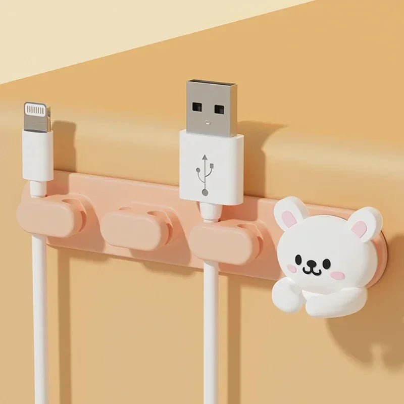 Desktop Cute Cable Organizers Holder Clip Desk Tidy Organiser SelfAdhesive Wall Mounted Cable Management Office Wire Cord Holder office supplement
