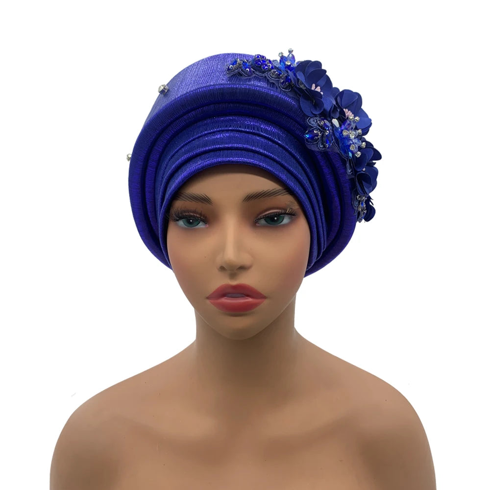 Exquisite Bouquet African Women's Turban Cap Ready to Wear Nigeria Auto Gele Headtie Female Fashion Head Wraps Turbante Mujer