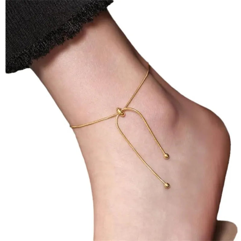 Simple Adjustable Chain Anklet Bracelet for Women Fashion Vintage Thin Chain Anklet Female Foot Beach Jewelry accessories Gift