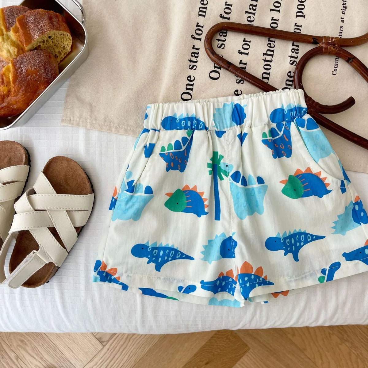 Kids Fashion 2-Piece Summer Beach Clothes Set for Toddler Boys Sleeveless Print Top Shirt+Shorts