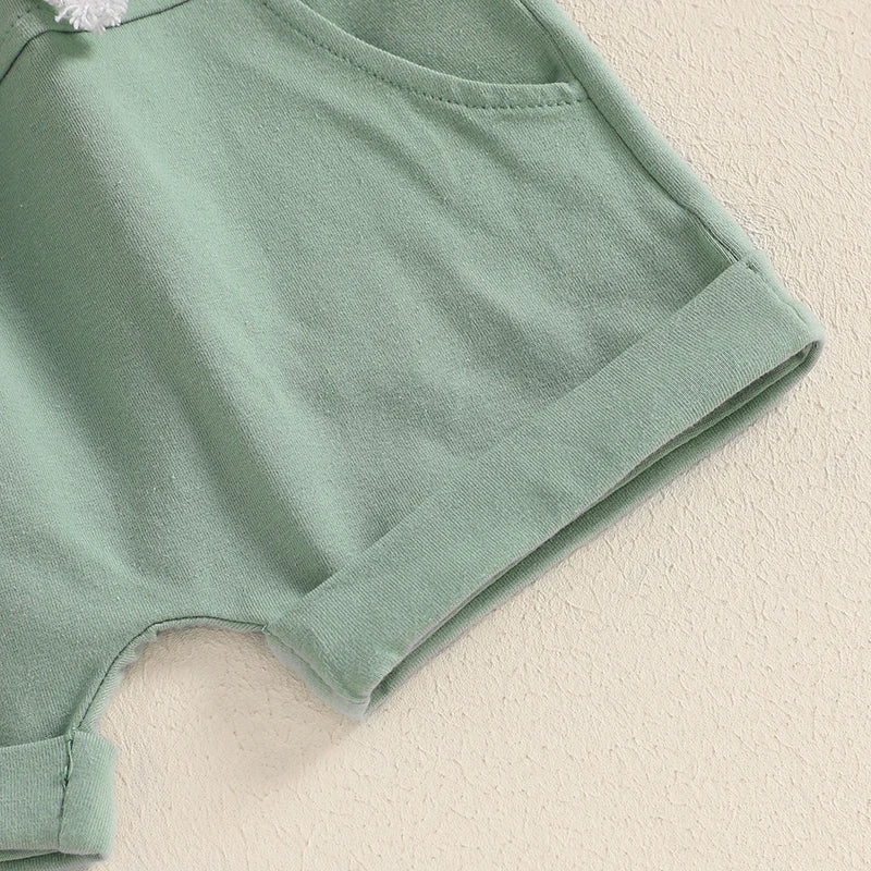 Infant Toddler Boy Summer Clothes Sleeveless Pattern Print Tank Vest Top Solid Jogger Shorts Set Beach Outfit