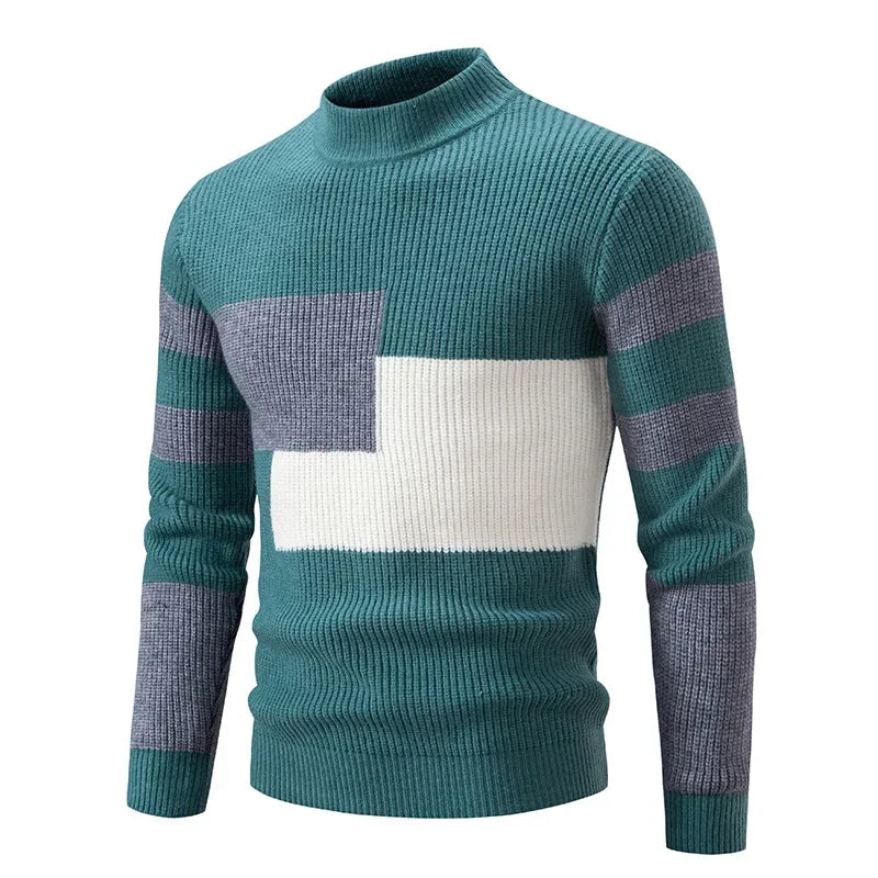 Sweatwear New Men's Autumn and Winter Casual Warm Neck Sweater Knit Pullover Tops  Man Clothes