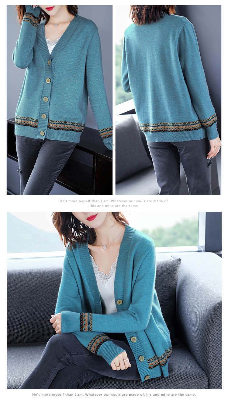 WTEMPO Spring Autumn Solid Color Women's Knitted Cardigan Long Sleeve Korean Loose V-Neck Button Sweaters Coat Female Clothing