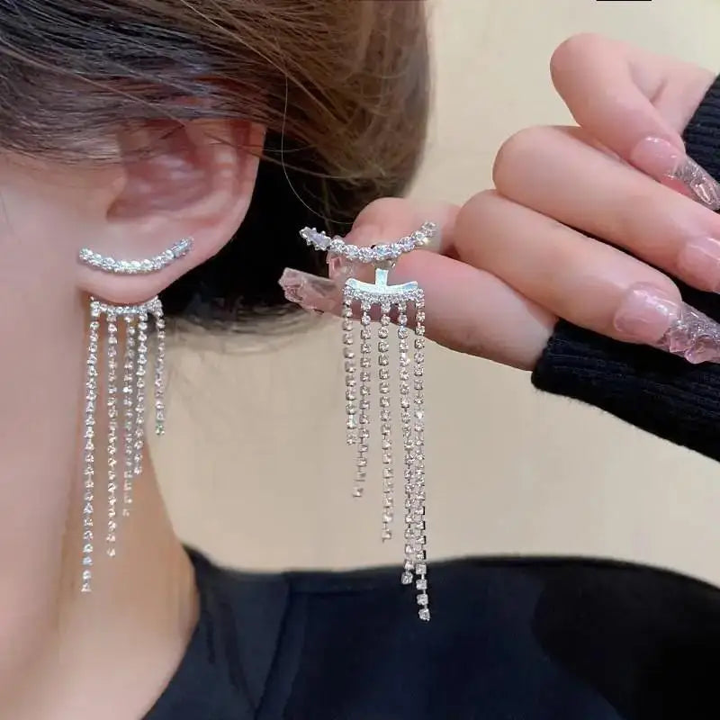 925 Silver Needle Korean Fashion Pearl Tassel Earrings For Women Jewelry Trending New Luxury Women's Zircon Pearl Earrings