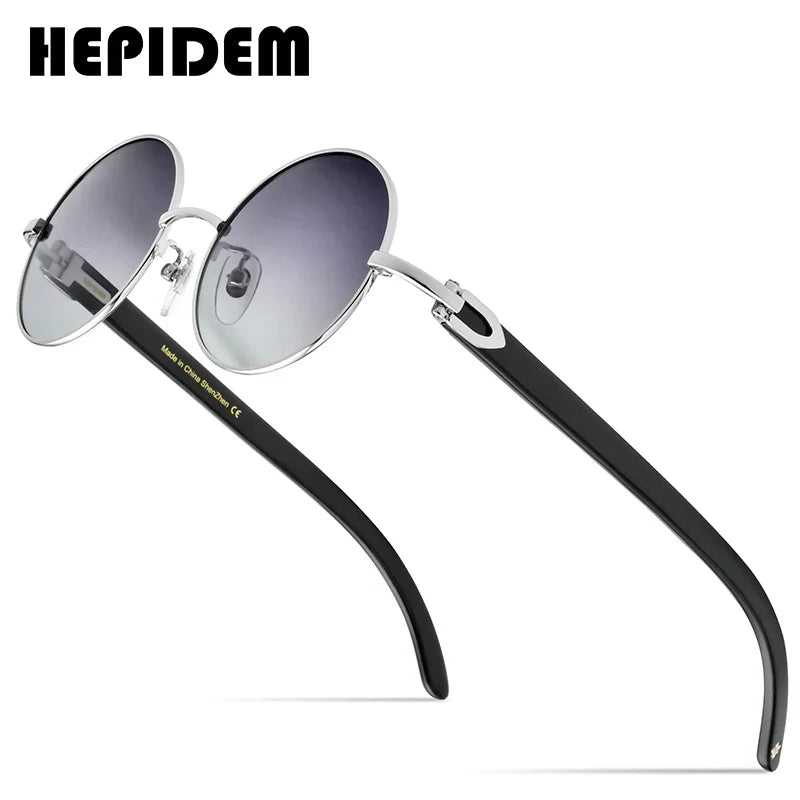 HEPIDEM High Quality Men Buffs Sunglasses Square Luxury Brand Design Diamond Sumptuous Sun Glasses Women Buffalo Horn Glasses