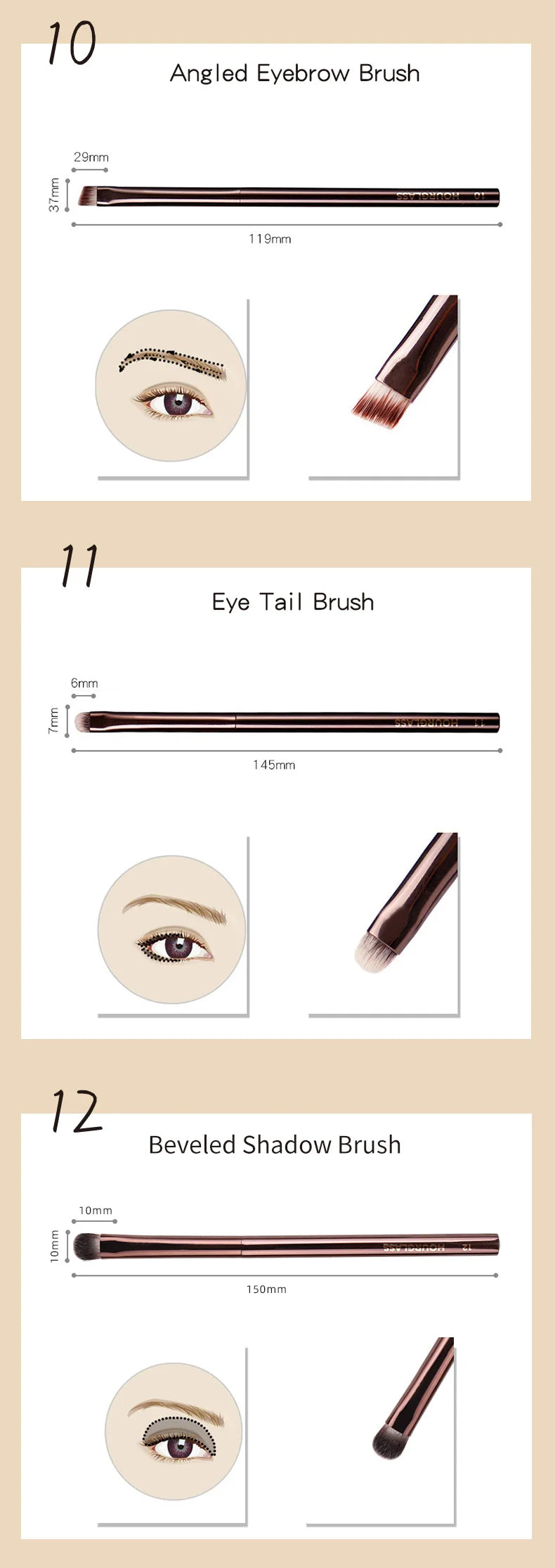 Hourglass Makeup Brush All Kinds Eyeshadow Foundation Concealer Powder Bronzer Blusher Eyeliner Retractable Professional Brushes make up tool
